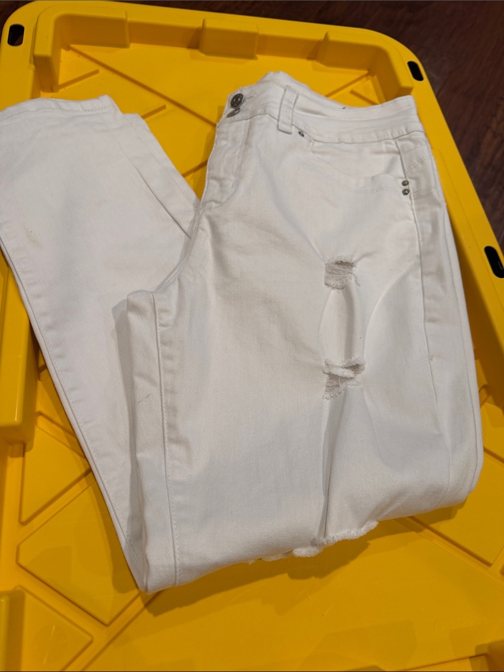 Royalty For Me White Distressed Ankle Jeans